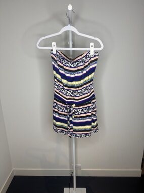 Diane Von Furstenberg Strapless Multicolor Striped Romper